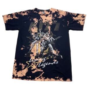 Kiss Living Legends T-Shirt Acid Wash Men Large Black Brown Rock Shirt New